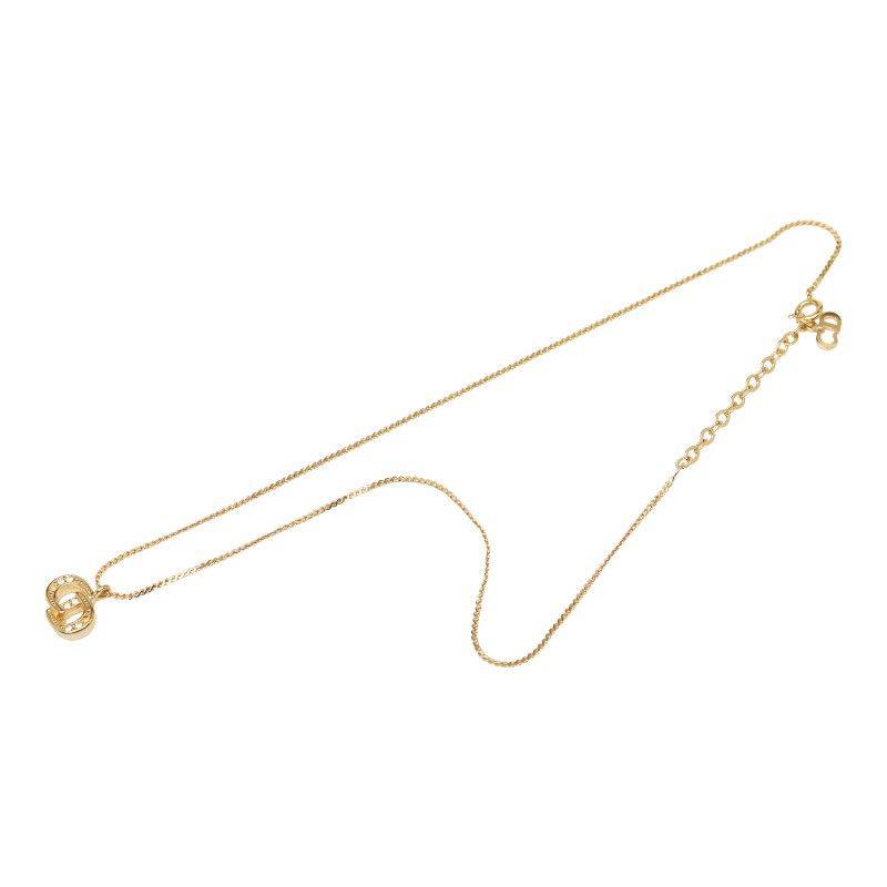 Dior CD Logo Rhinestone Gold Plated Ladies Dior