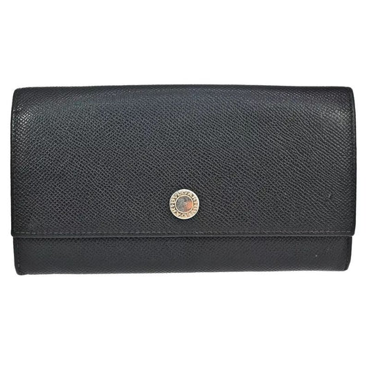 Bvlgari Logo Long Wallet Fold Wallet Black Silver 07bs058