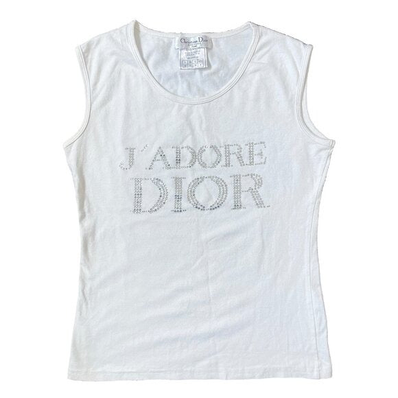 Christian Dior J'Adore Dior Rhinestones Galliano Tank Top Shirt 38