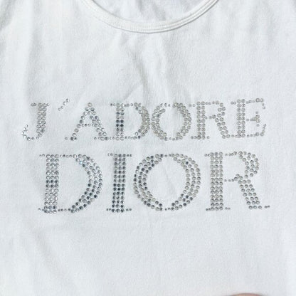 Christian Dior J'Adore Dior Rhinestones Galliano Tank Top Shirt 38