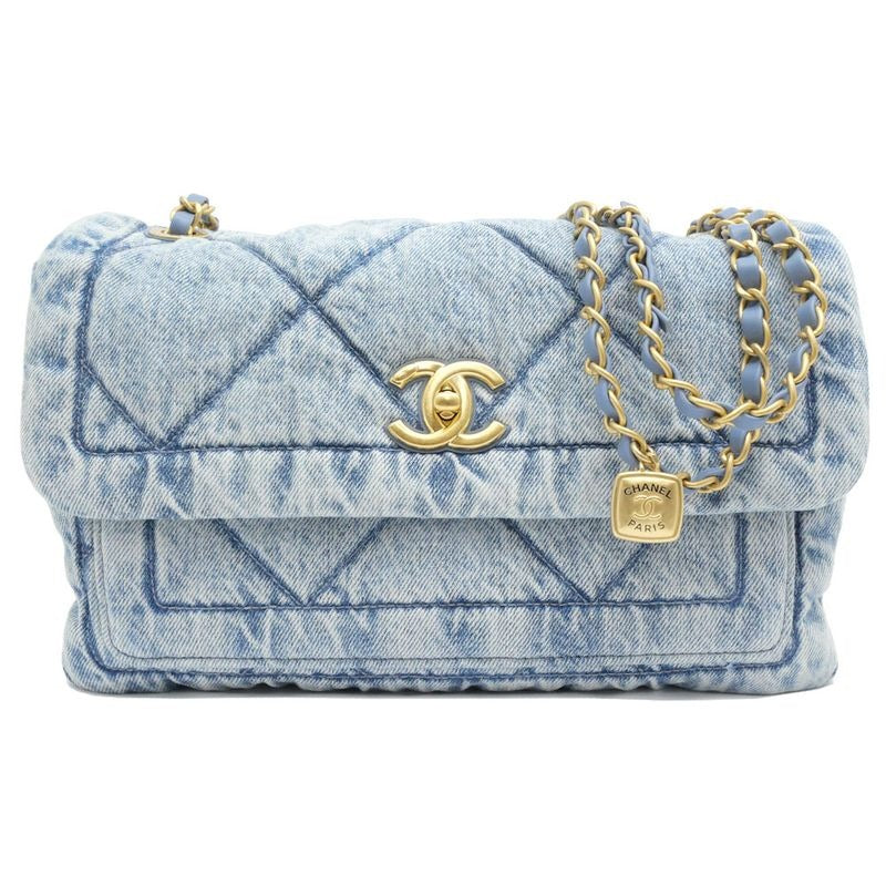 Chanel Bag Chain Shoulder Maxi Washed Denim As5734 Random Leather