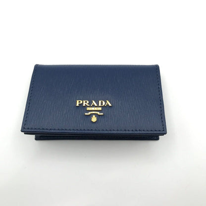 Prada Saffiano Metal Logo Leather Card Case Blue — view 3