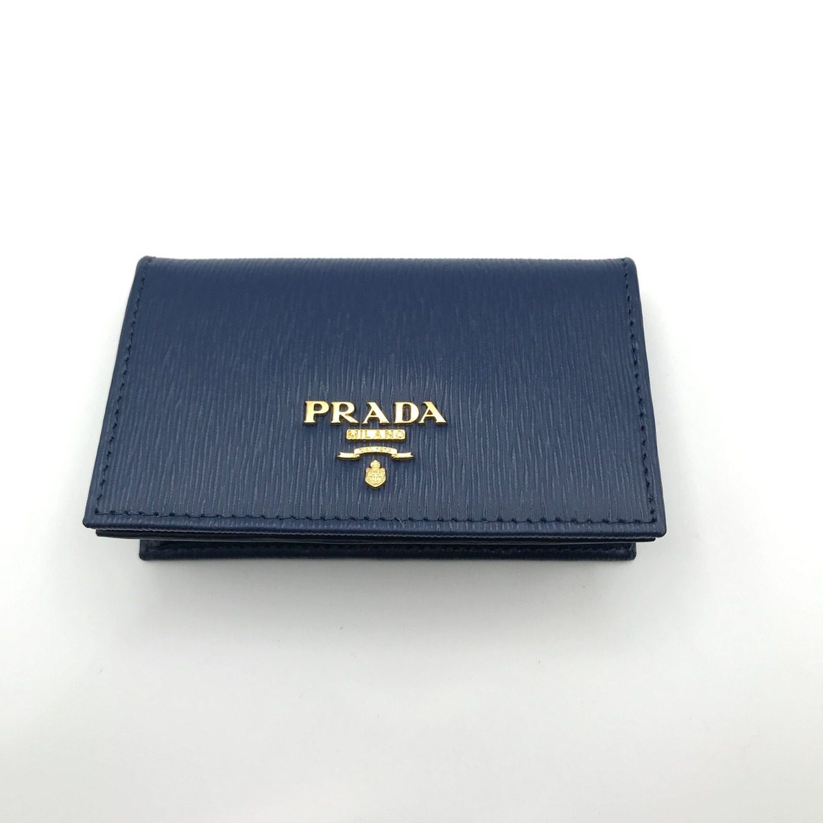 Prada Saffiano Metal Logo Leather Card Case Blue — view 4