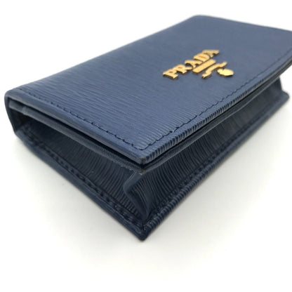 Prada Saffiano Metal Logo Leather Card Case Blue — view 7