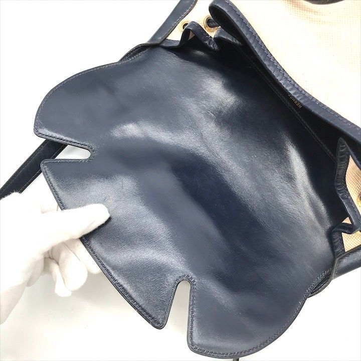 Hermes Toile Canvas Shoulder Bag Navy