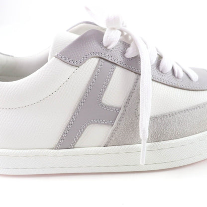 Hermes Boomerang Logo Suede Leather Lace Up Sneakers White Gray 35 — view 9