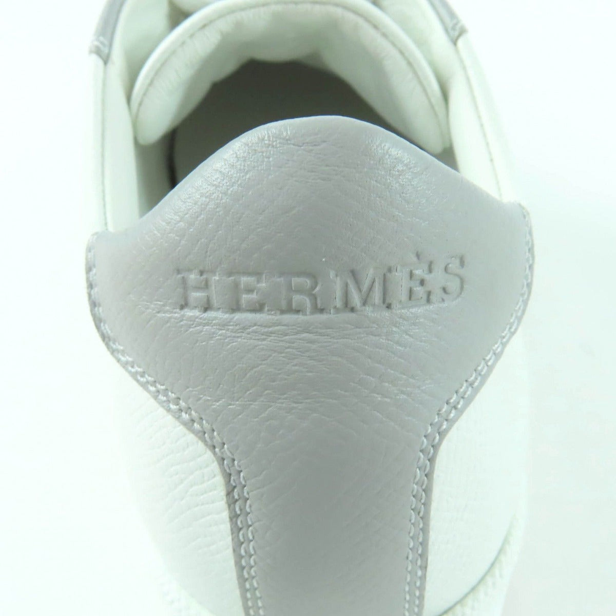 Hermes Boomerang Logo Suede Leather Lace Up Sneakers White Gray 35 — view 10