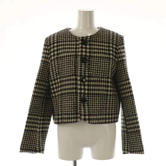 Celine 24 AW Verneuil Jacket Collarless Wool 38 Black Ivory