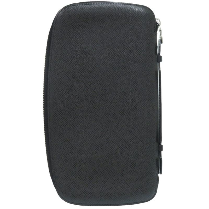 Louis Vuitton Organizer Athol Taiga M30652 Taiga Leather Black Long Wallet