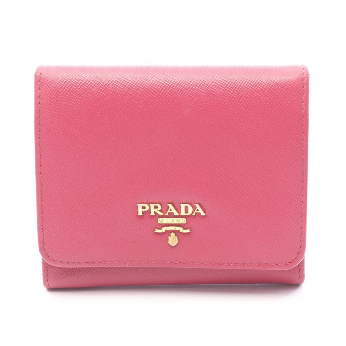 Prada Trifold Wallet Saffiano Magenta Leather