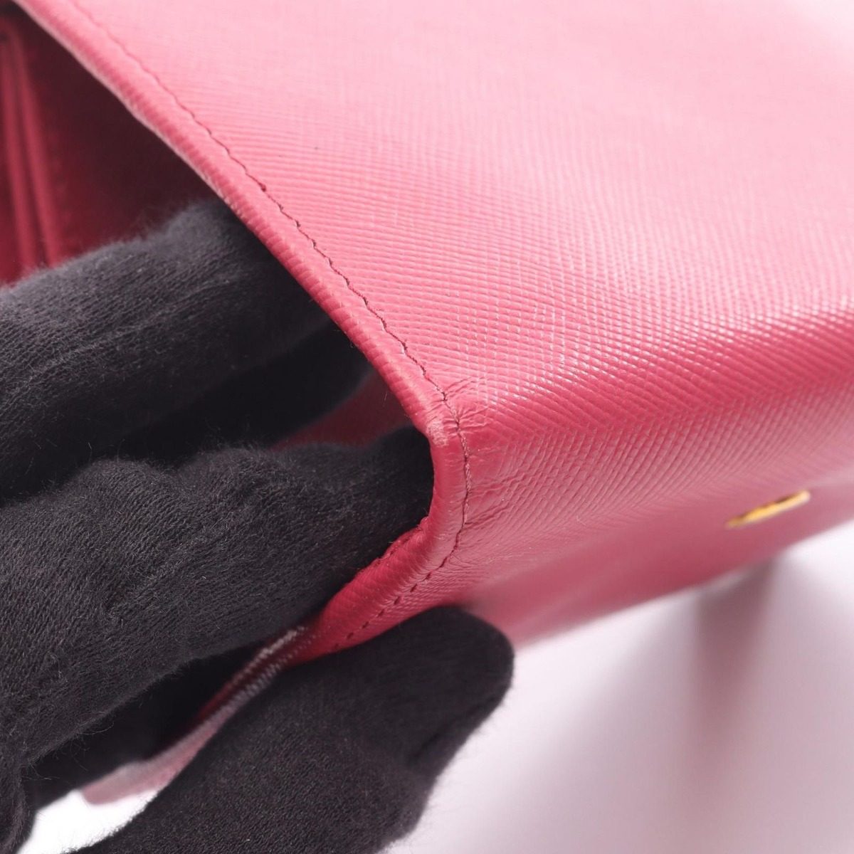 Prada Trifold Wallet Saffiano Magenta Leather — view 12