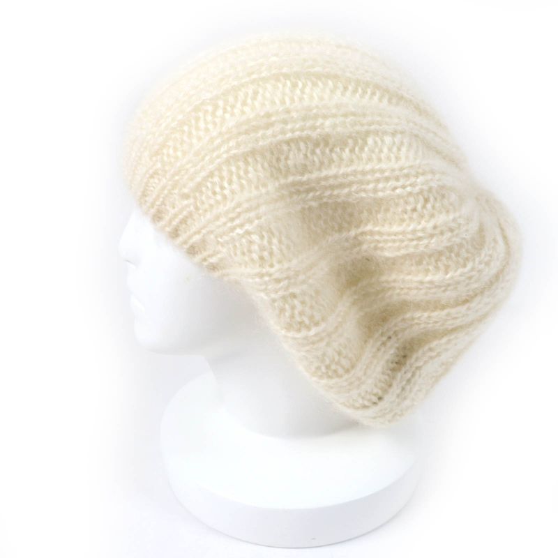 Gucci 331985 Mohair Silk Interlocking G Knit Hat Knit Cap Ivory L Made In Italy