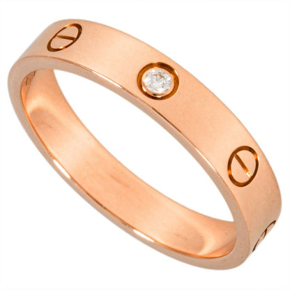 Cartier Mini Love Ring With Diamonds #61 18K Pink Gold 53g 1P Diamond Pink Gold