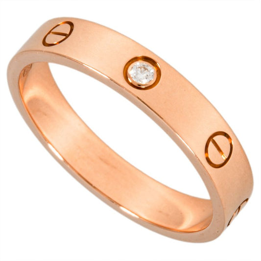 Cartier Mini Love Ring With Diamonds #61 18K Pink Gold 53g 1P Diamond Pink Gold