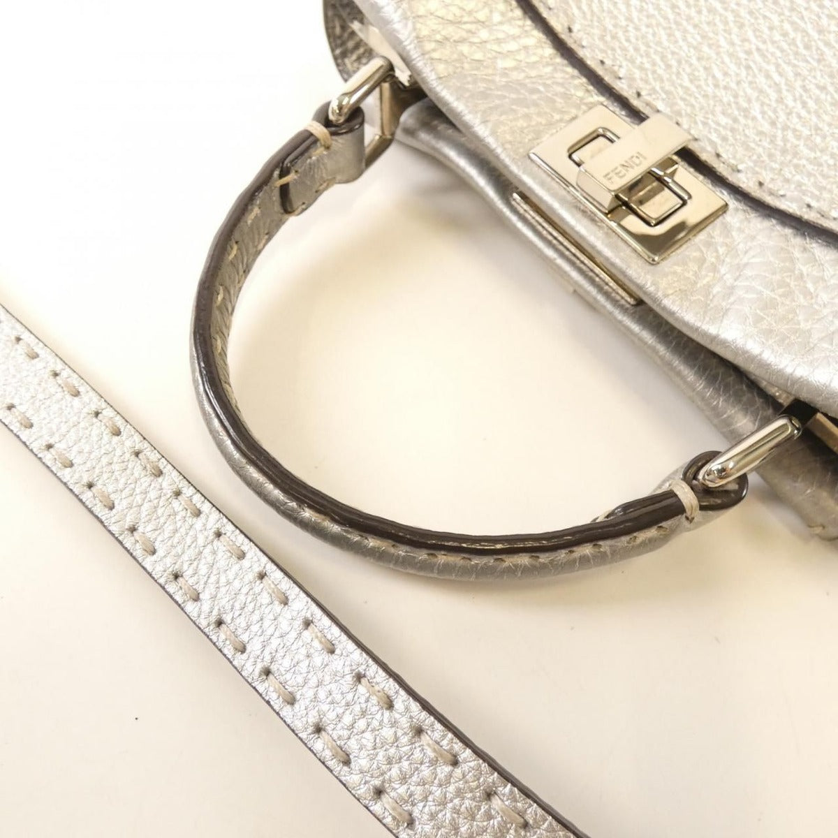 Fendi Selleria Peekaboo Mini Bag Argento — view 6