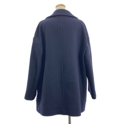 Celine - Wool Gold Button Double Overcoat Fully Lined - 40 - Dark Navy - Women's