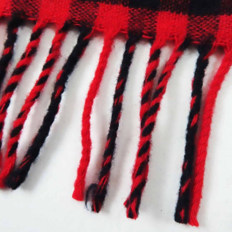 Gucci 644365 Wool Jumbo GG Checked Jacquard Scarf With Fringe Red Black 240 X