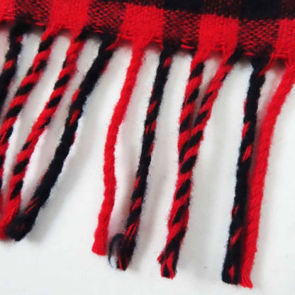 Gucci 644365 Wool Jumbo GG Checked Jacquard Scarf With Fringe Red Black 240 X