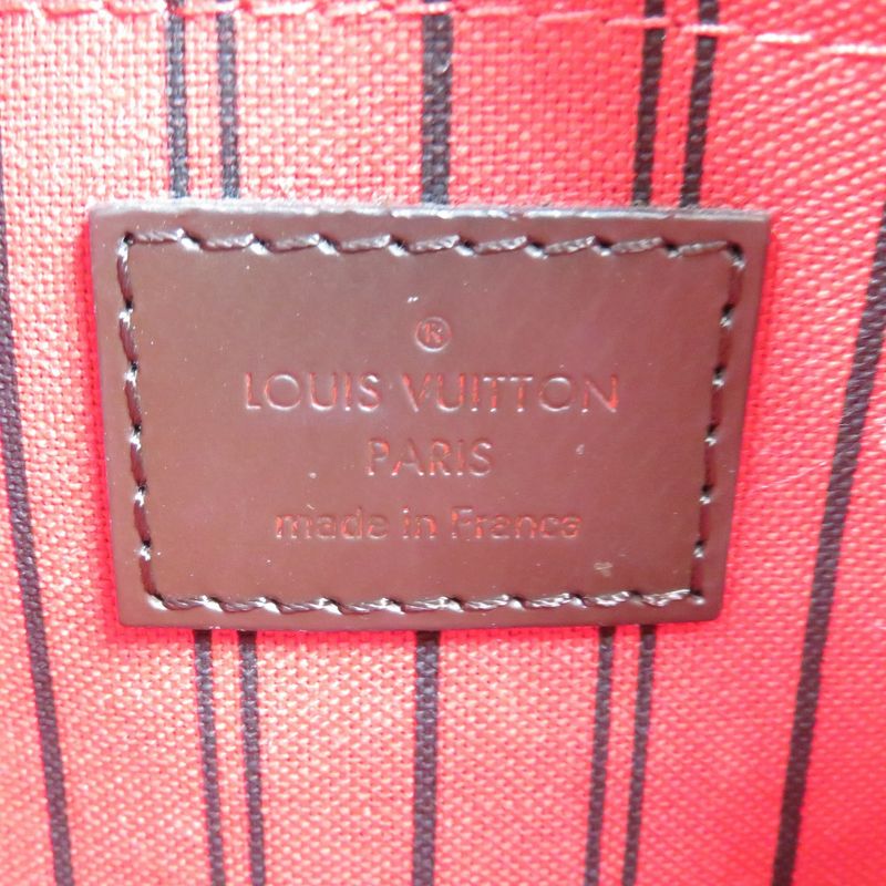 Louis Vuitton Damier Neverfull Pouch For PM Damier Canvas Gold Hardware Brown