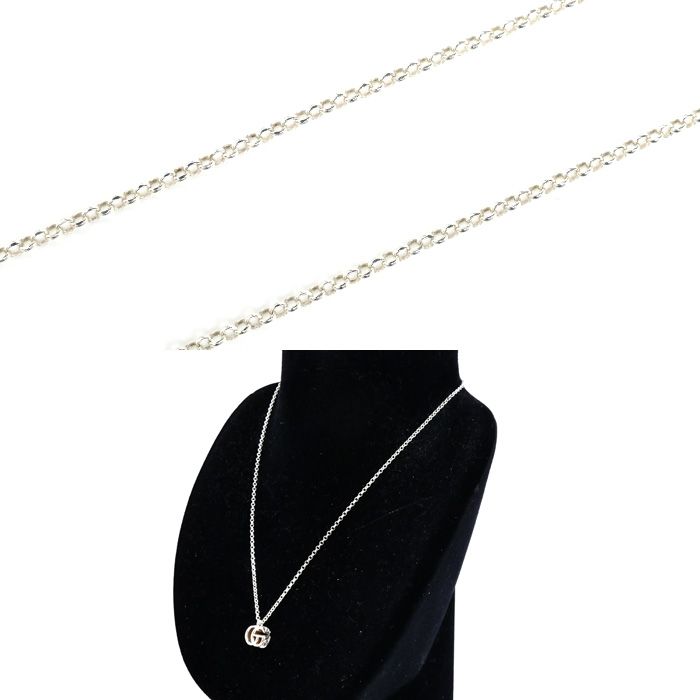 Gucci Silver 925 Double G Necklace 770724 J8400 8106 54g 39/44cm (1732in)