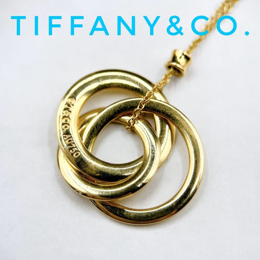 Tiffany & Co Interlocking Circle Yellow Gold Necklace 44 cm
