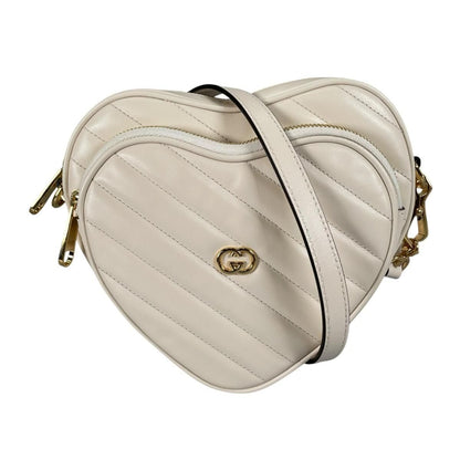 Gucci Heart Chain Shoulder Bag Interlocking White