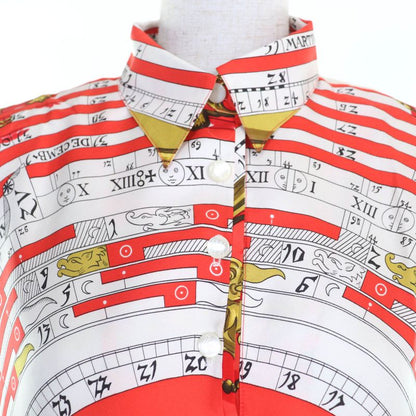 Hermes Vintage Astrology Twillene Silk Switch Cashmere Knit Short Sleeved Polo