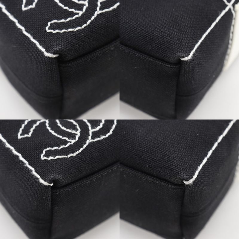 Chanel Chocobar Canvas Black Ladies Shoulder Bag