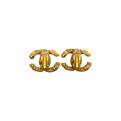 Chanel Vintage Coco Mark Motif Earrings Ear Cuff Accessory 93A