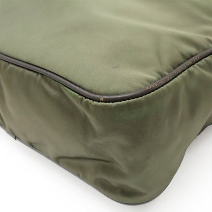 Prada Logo Jacquard Shoulder Bag Crossbody Nylon Leather FUMO Dark Gray Silver