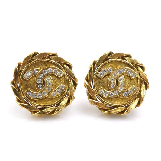 Chanel Earrings CC Logo Gold Plated