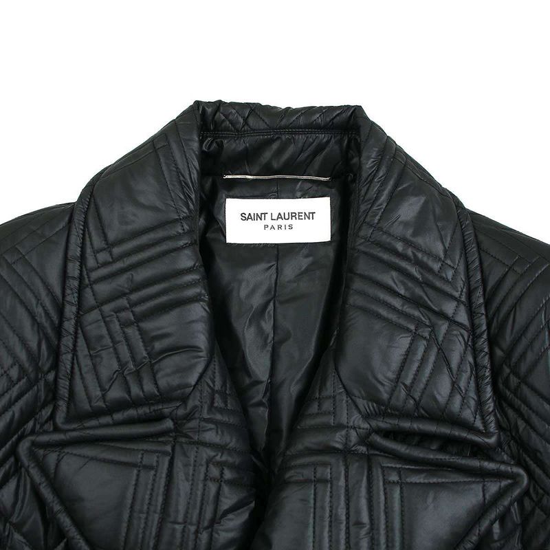 Saint Laurent Paris 21aw Quilted Patted Chester Coat 661456 Black 52