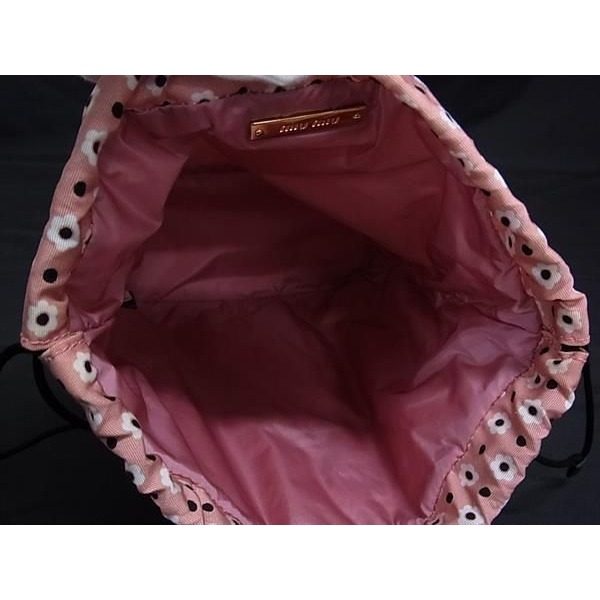 Miu Miu Miu Nylon Flower Floral Pattern Drawstring Multi Pouch Case Pink — view 3