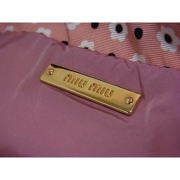 Miu Miu Miu Nylon Flower Floral Pattern Drawstring Multi Pouch Case Pink — view 4