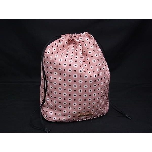 Miu Miu Miu Nylon Flower Floral Pattern Drawstring Multi Pouch Case Pink