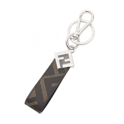 Fendi Key Holder FF Square Zucca Dark Brown Canvas Ring