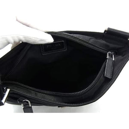 Prada Shoulder Bag Triangle Logo Black Tessuto Nylon Mark