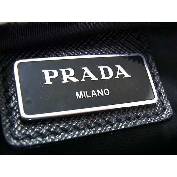 Prada Shoulder Bag Triangle Logo Black Tessuto Nylon Mark — view 2