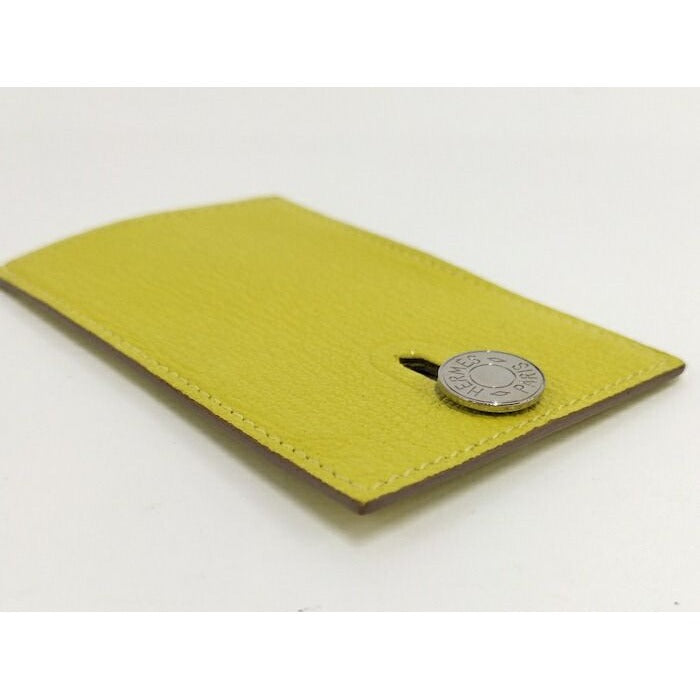 Hermes Diablo Card Case Chevre Leather Yellow Stamped — view 5