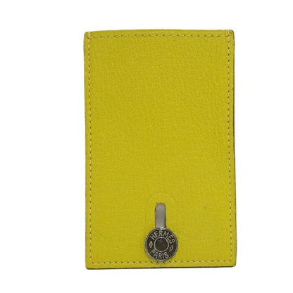 Hermes Diablo Card Case Chevre Leather Yellow Stamped