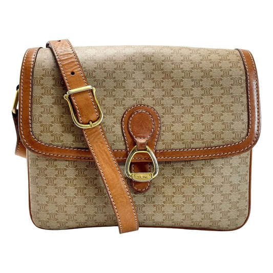 Celine Macadam Pattern Shoulder Bag Pochette Crossbody Gold Hardware