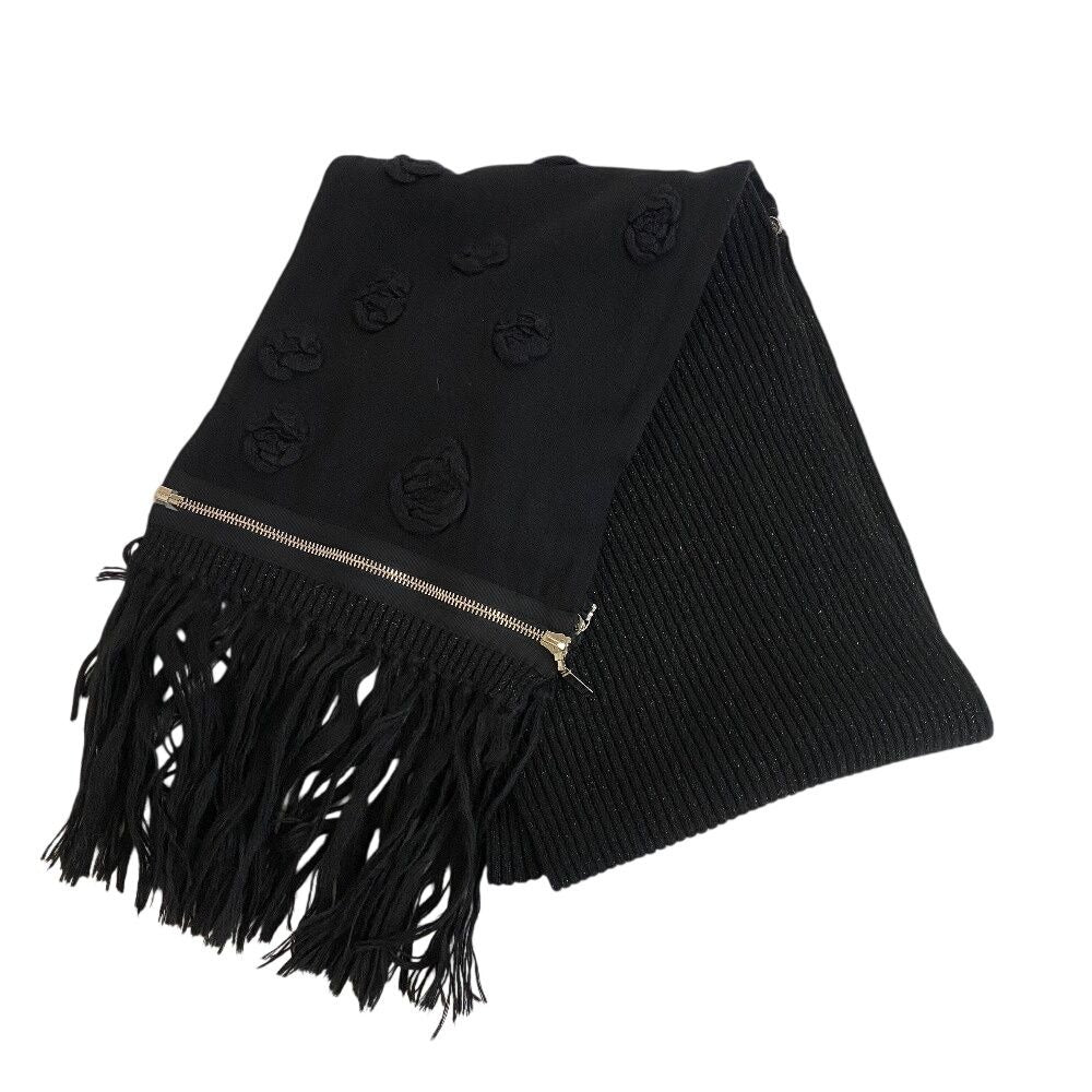 Chanel Zip Muffler Black Scarf