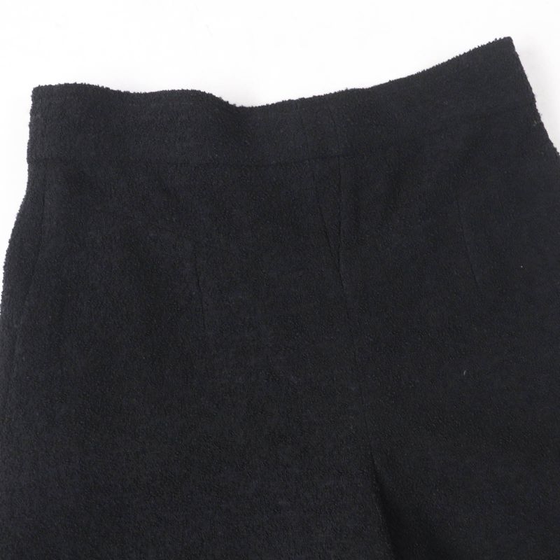 CHANEL P54700v30847 Wool Logo Plate Tweed Gaucho Pants Wide Pants Black 38 Made