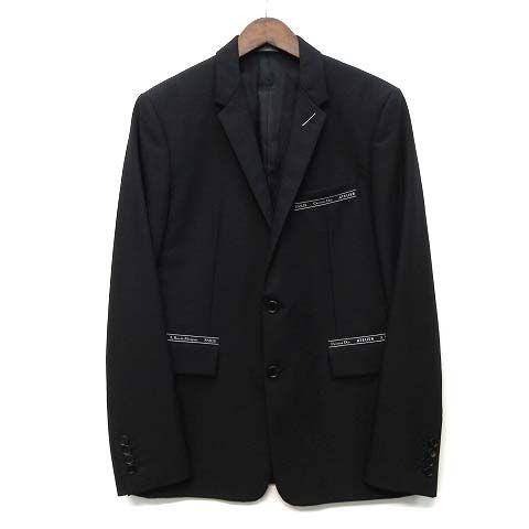 Dior Homme Atelier Logo Tape Jacket Narrow Lapel Wool Mohair Black 48