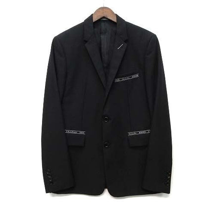 Dior Homme Atelier Logo Tape Jacket Narrow Lapel Wool Mohair Black 48