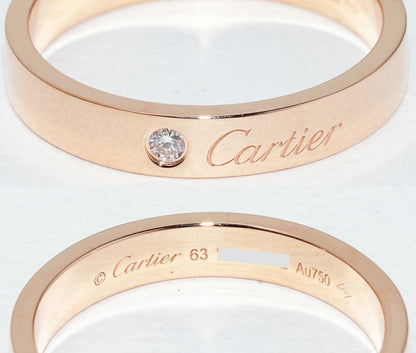 Cartier Ring 18K Pink Gold Diamond 1P (003ct) C De Cartier Ring Engraved Ring