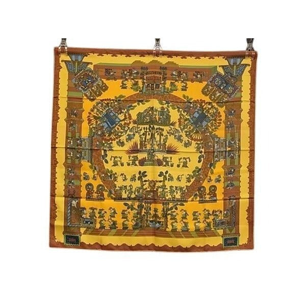Hermes Scarf Carre 90 Multicolor 100% Silk Astres Es Soleils Celestial