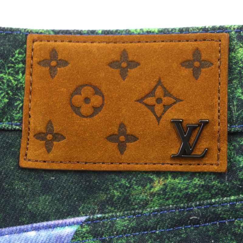  Louis Vuitton 22SS 1a9stj Amen Break Landscape Graphic Denim Pants Multi 32
