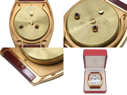 Cartier Tortue Table Clock White Dial Quartz White Gold Bordeaux Swiss — view 7
