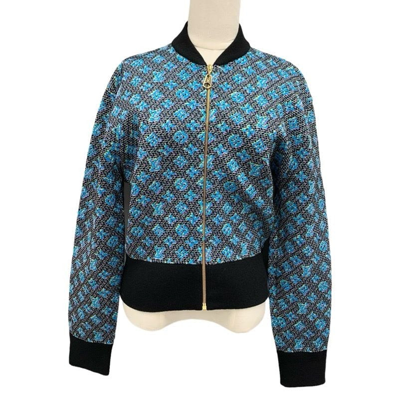Louis Vuitton Outer Jacket Blouson Monogram Zip Up Black Blue